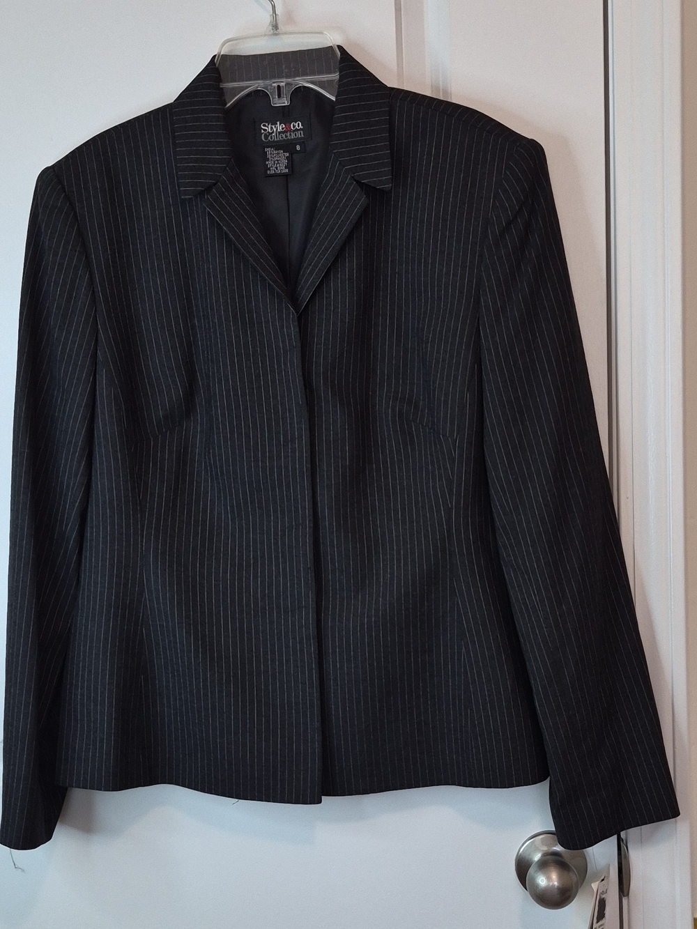 Style & Co. Women’s Black Pinstripe Blazer Size 8